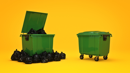 Green garbage containers. 3d renderingの写真素材