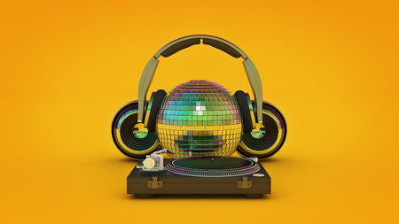 Headphone disco ball. 3d renderingの写真素材