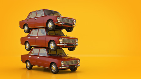 Retro car. 3d rendering