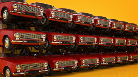 Retro car. 3d renderingの写真素材