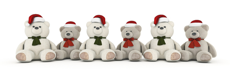 Teddy bear with santa hat. 3d renderingの写真素材