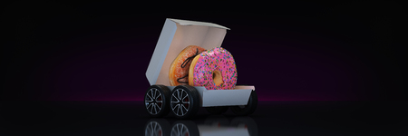 donut delivery. Concept delivery. 3d renderの写真素材