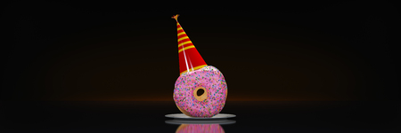 Donut with party hat. 3d renderの写真素材