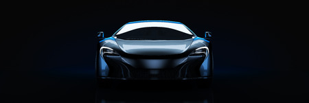 Sports car, studio setup, on a dark background. 3d render