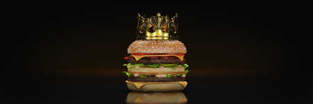 Burger with Crown isolated. 3d renderの写真素材