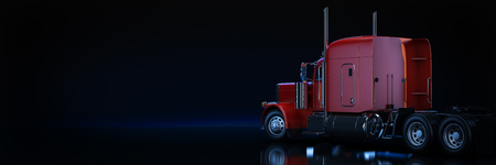 Red heavy truck. 3d renderの写真素材