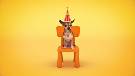 Dog Birthday Party. 3d renderの写真素材