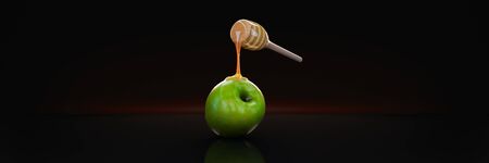 honey and apple. 3d renderの写真素材