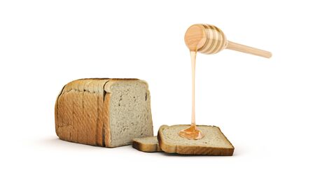 Fried toast with honey. 3d renderの写真素材