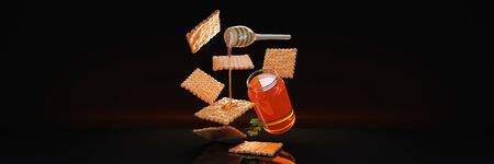 cracker and honey. 3d renderの写真素材