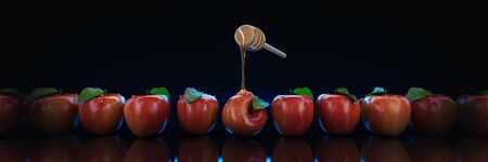 honey and apple. 3d renderの写真素材