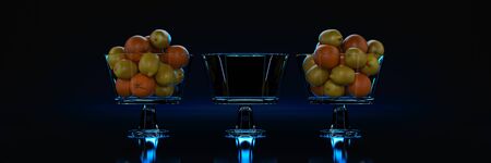 Orange and lemon on a dark background. 3d renderの写真素材