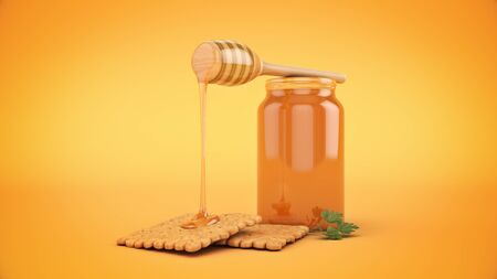 cracker and honey. 3d renderの写真素材