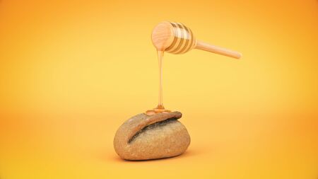 Healthy breakfast with honey. 3d renderの写真素材