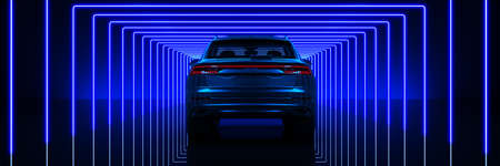 Sports car, studio setup on a dark background. 3d render
