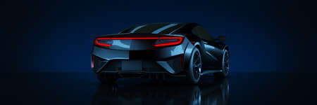 Sports car, studio setup on a dark background. 3d render
