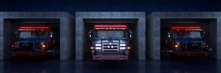 fire truck with roll up door. 3d rendering