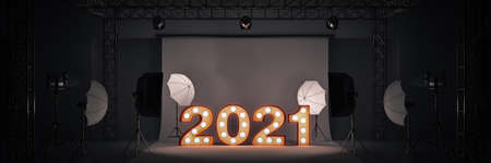 photo studio 2021. 3d render