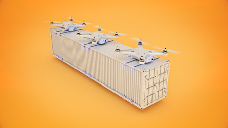 Drone with cargo container. 3d renderingの写真素材