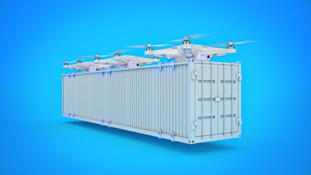 Drone with cargo container. 3d renderingの写真素材