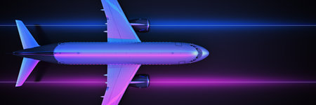 Airline travel on black background. 3d renderingの写真素材