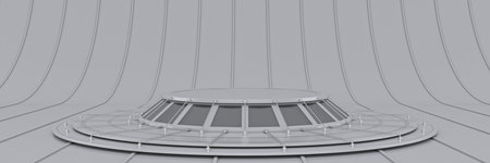 Futuristic Sci Fi Modern Empty Big Hall Dark, Alien Garage Sci Fi. 3drenderingの写真素材