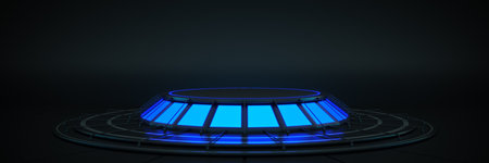 Futuristic Sci Fi Modern Empty Big Hall Dark, Alien Garage Sci Fi. 3drenderingの写真素材