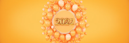 Numbers for Happy New Year 2022. Helium balloons, foil numbers. Christmas 2022 balloons. 3d renderingの写真素材