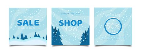 template banner winter sale blue background snowyのイラスト素材