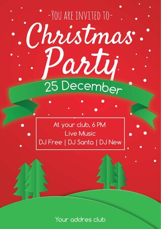 template poster christmas party red backgroun snowyのイラスト素材