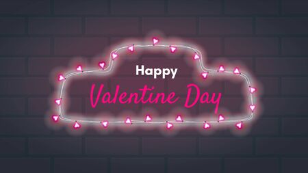 aesthetic background happy valentine day with lamp in the wallのイラスト素材