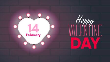 aesthetic background happy valentine day with lamp in the wallのイラスト素材