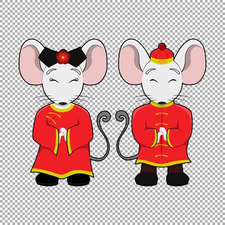 cartoon characters rat using Chinese clothesのイラスト素材