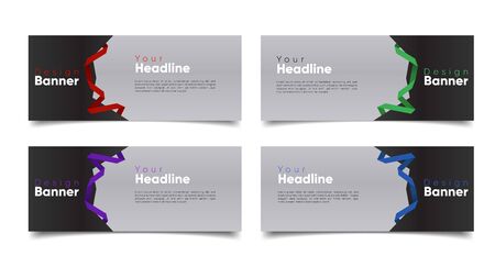 set of template banner website with ribbon origamiのイラスト素材