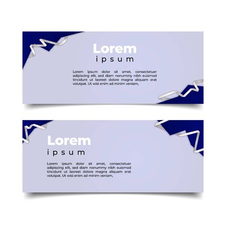 set of template banner website with ribbon origamiのイラスト素材