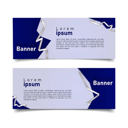 set of template banner website with ribbon origamiのイラスト素材