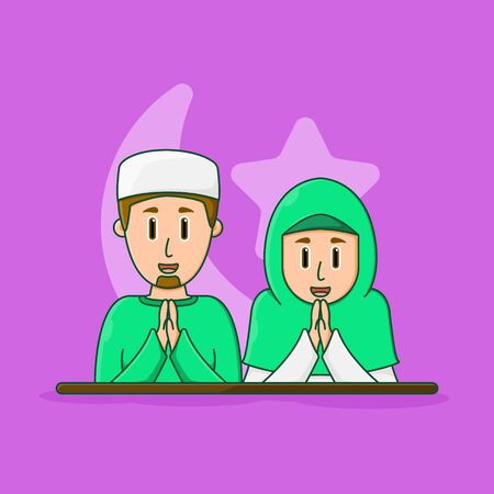 islam husband wife caharcterのイラスト素材