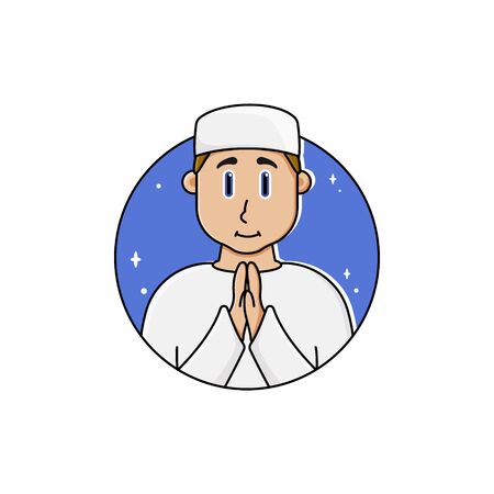 asia muslim greeeting namaste - avatar father islam characterのイラスト素材