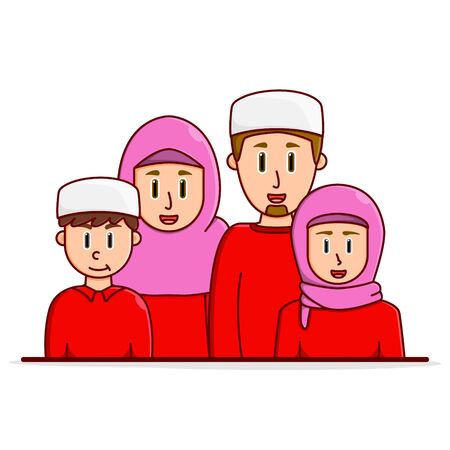 vector illustration muslim familyのイラスト素材
