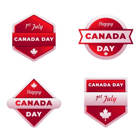 set of badge greeting canada independence dayのイラスト素材