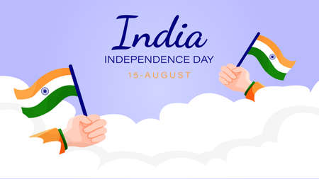 template banner website greeting india independence day with hand holding flag