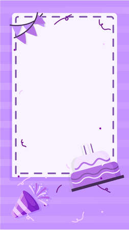 design template social media story for greeting happy birthday in purpleのイラスト素材