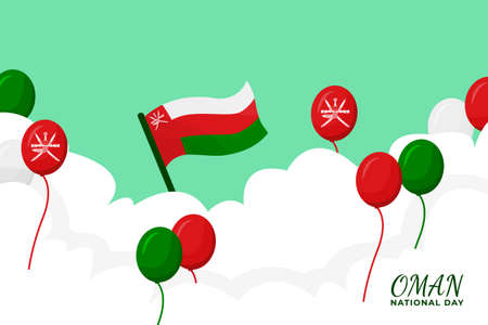 template banner website with balloon and flag in skyのイラスト素材