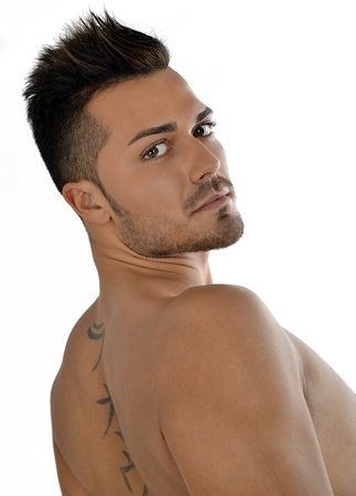 young caucasian boxer training with gloves and notの写真素材