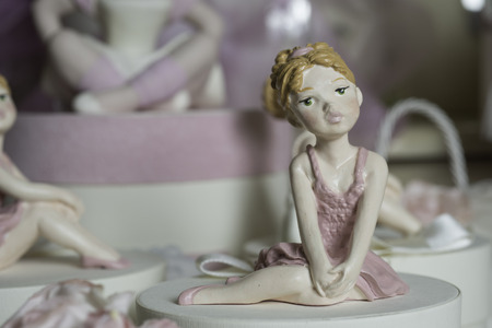 Favors on a table outdoor with boxes for wedding event selective focusの写真素材