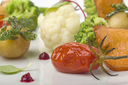 various vegetables composition on a white dishの写真素材