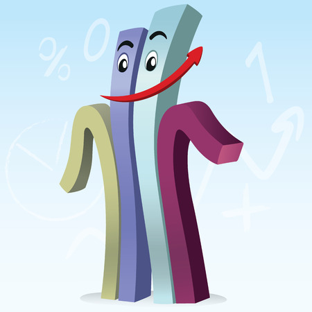 Illustration is a column chart with positive growth. Ideal for administrative and institutional materialsのイラスト素材