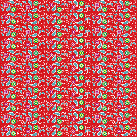 Illustration representing texture or background colored floral arabesques Indianのイラスト素材
