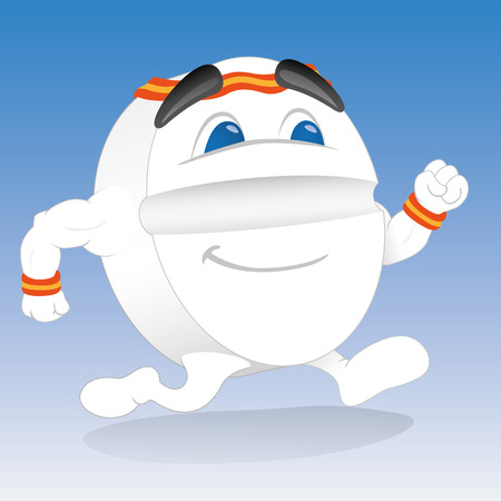 Illustration representing the tablet or pill running mascot exercising. Ideal for catalogs and informative medical guidesのイラスト素材