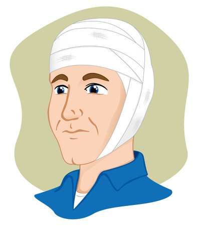 Illustration of a human head with bandagesのイラスト素材